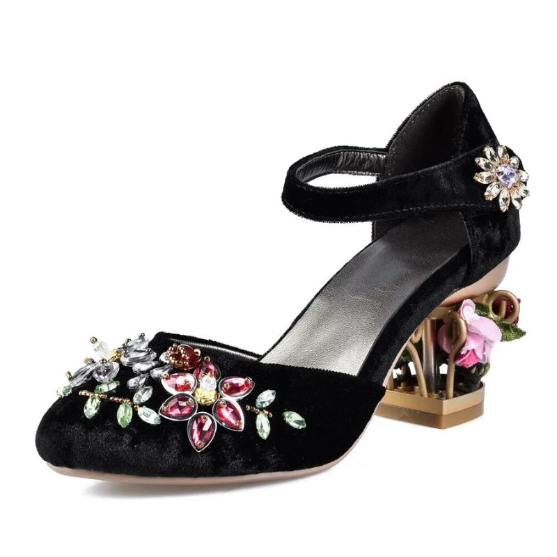 Schwarze Vintage-Pumps für Damen