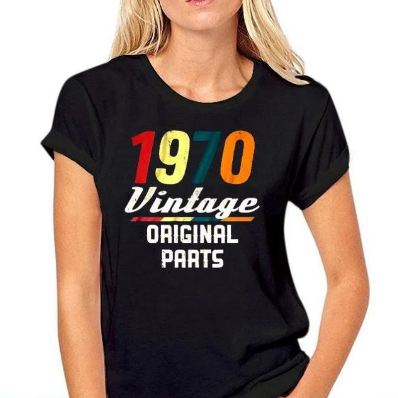 Schwarzes T-Shirt mit Vintage-Schriftzug