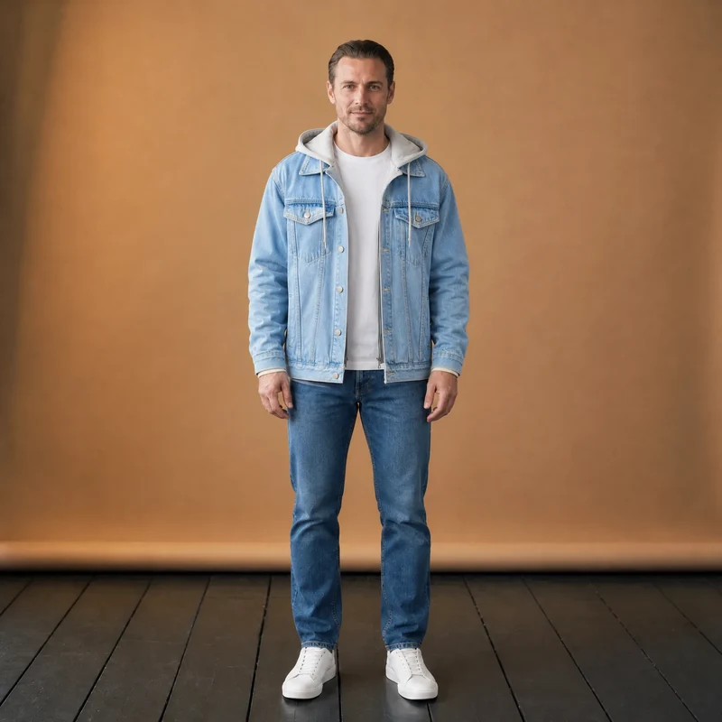 Vintage-Jeansjacke für Herren mit weitem Bein