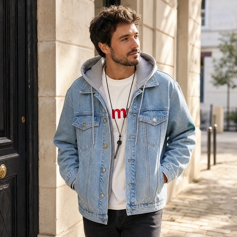 Vintage-Jeansjacke für Herren mit weitem Bein