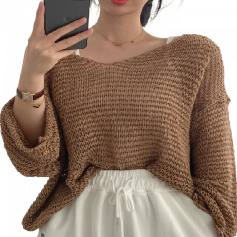 Vintage brauner Strickpullover