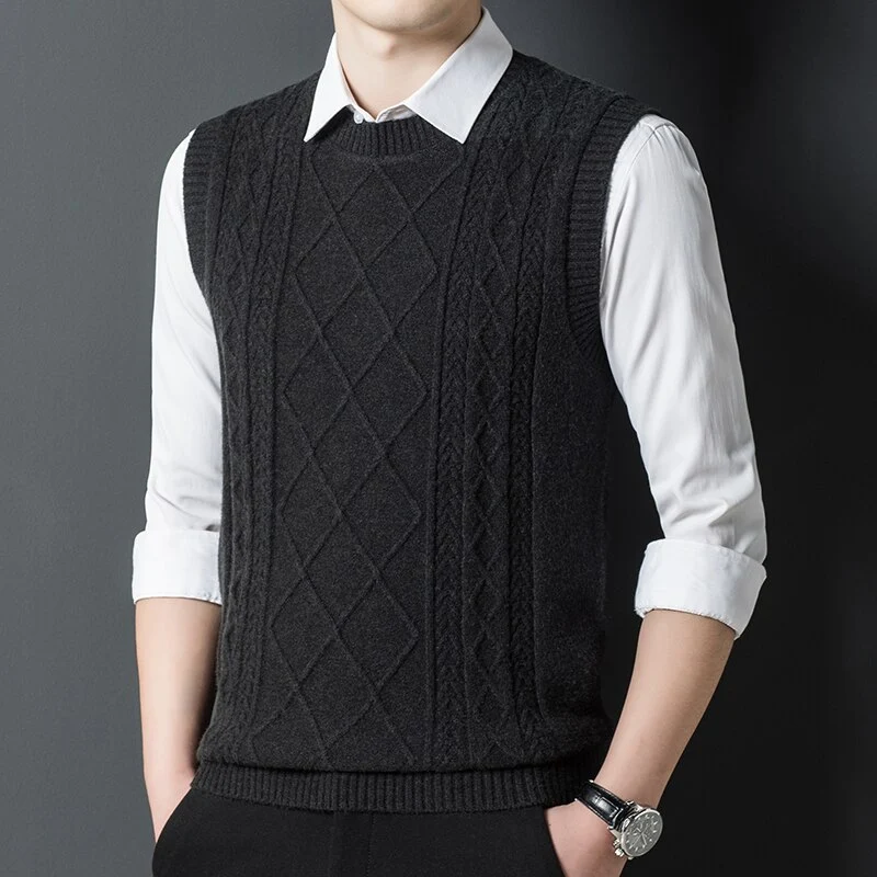 Vintage Herren ärmelloser Strickpullover