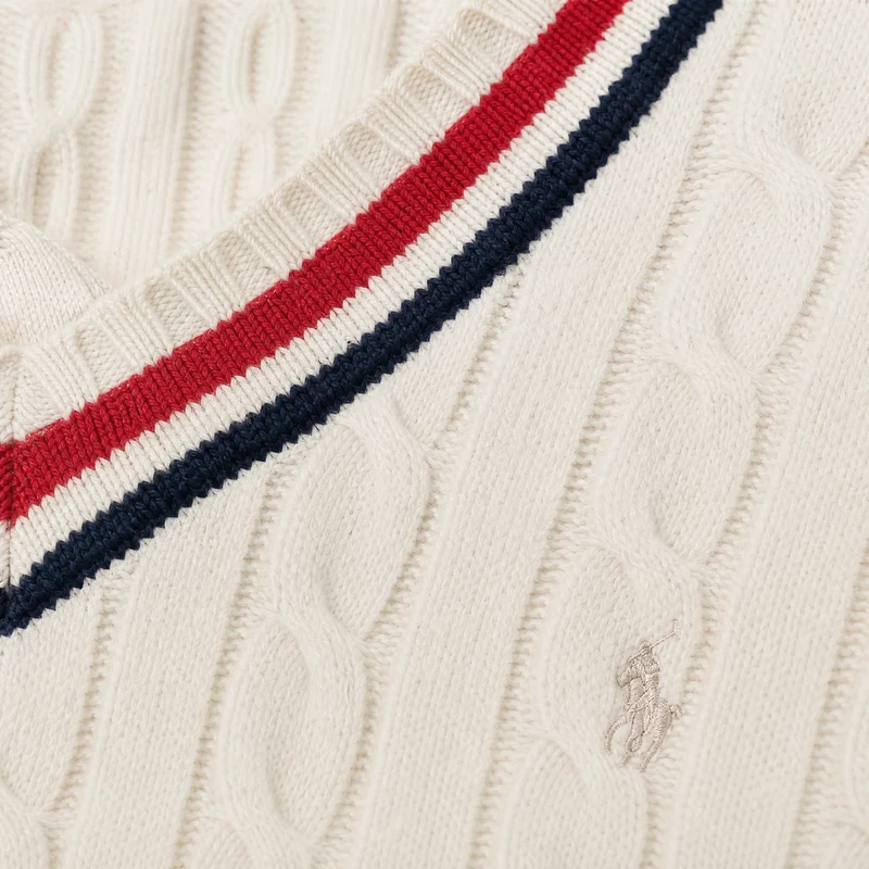 Vintage-Tennis-Pullover für Herren mit V-Ausschnitt