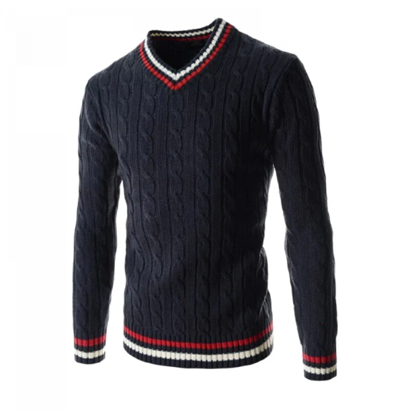 Vintage-Tennis-Pullover für Herren mit V-Ausschnitt