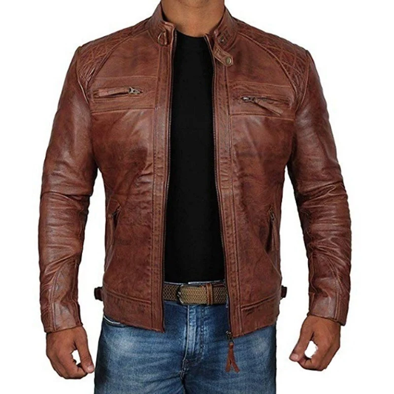 Vintage braune Lederjacke