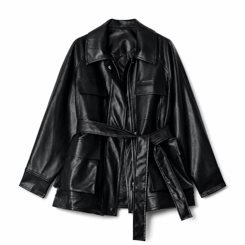 Vintage übergroße Lederjacke