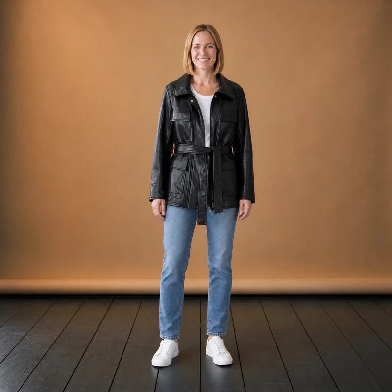 Vintage übergroße Lederjacke