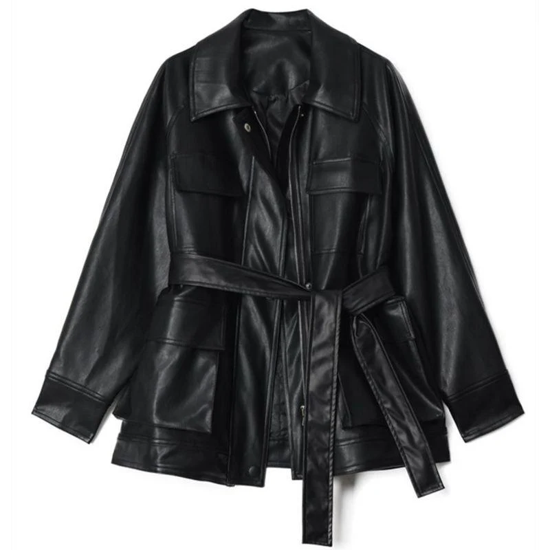 Vintage übergroße Lederjacke