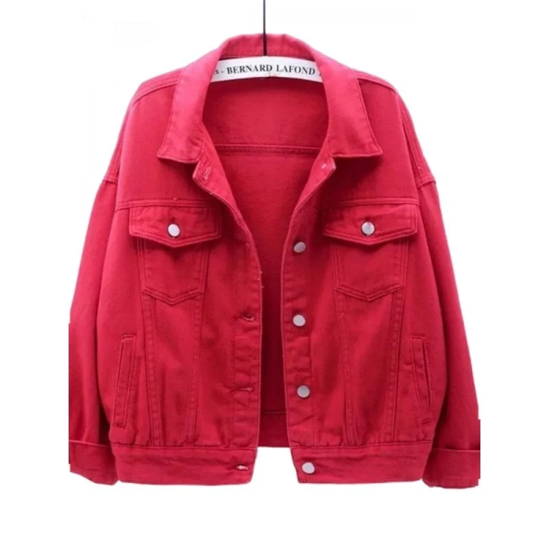 Vintage-Jeansjacke in Rot für Damen