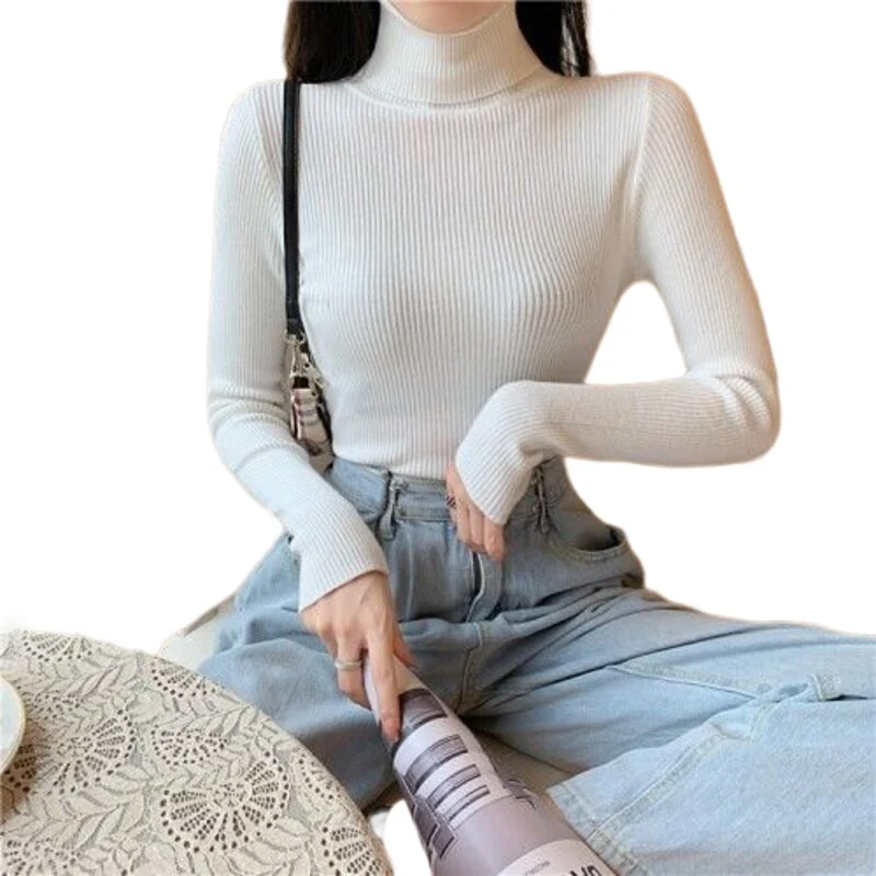 Vintage-Rollkragenpullover aus Wolle für Damen