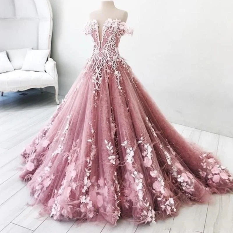 Vintage Rosa Hochzeitskleid
