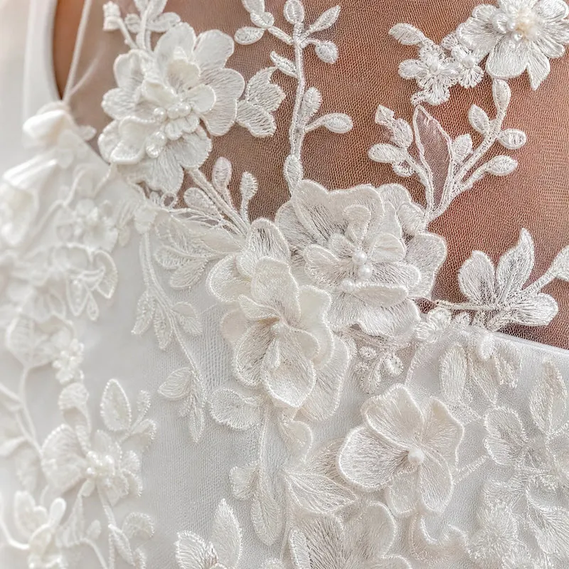 Vintage Blumen-Spitzen-Hochzeitskleid