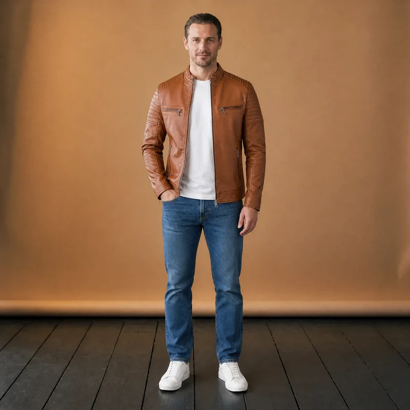 Vintage Motorrad-Lederjacke