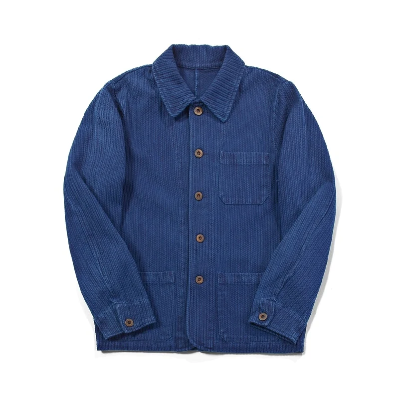 Blaue Vintage-Arbeitsjacke für Damen