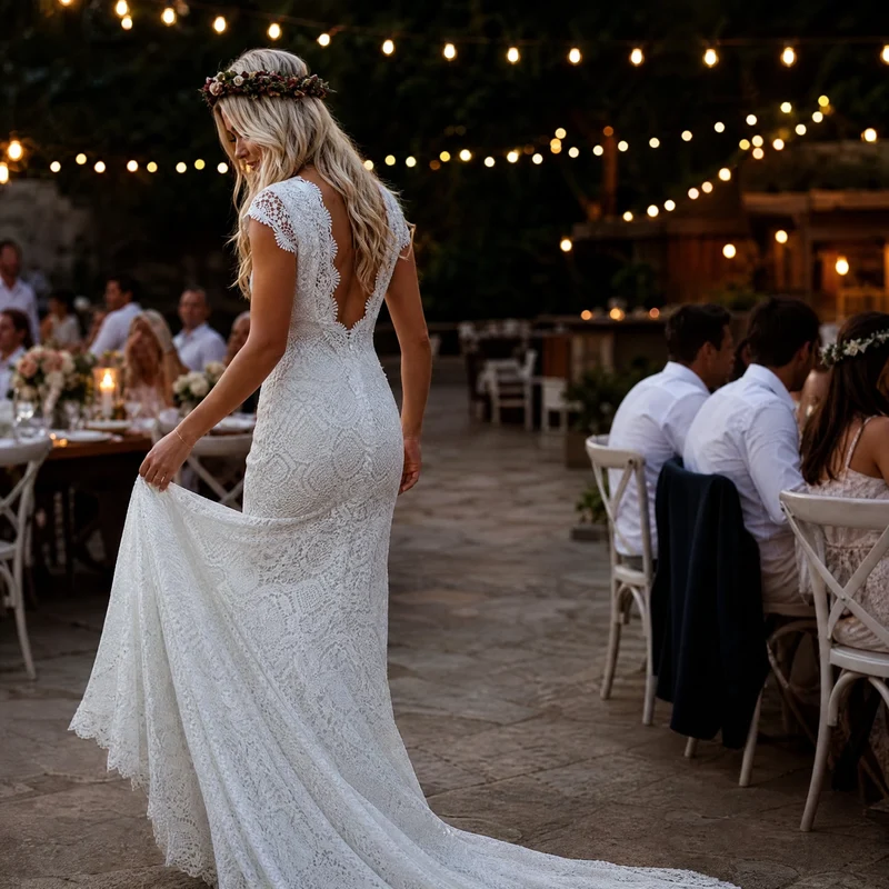 Vintage Gehäkeltes Hochzeitskleid