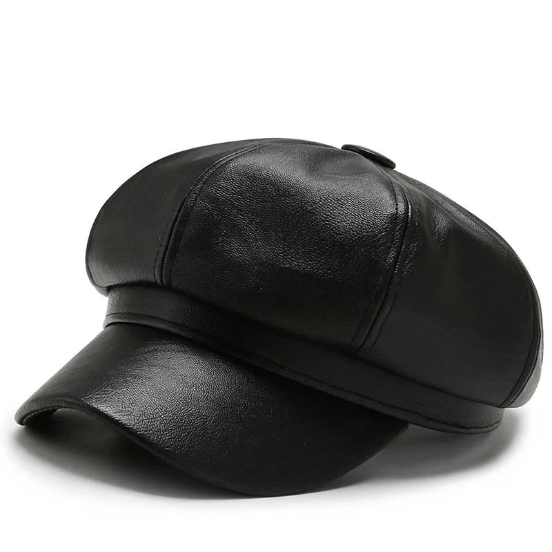 Vintage-Ledermütze für Damen