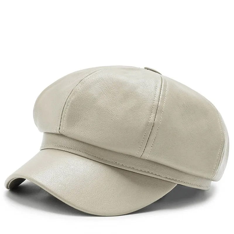 Vintage-Ledermütze für Damen