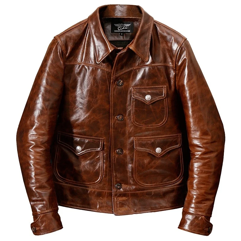 Vintage braune Lederjacke für Herren