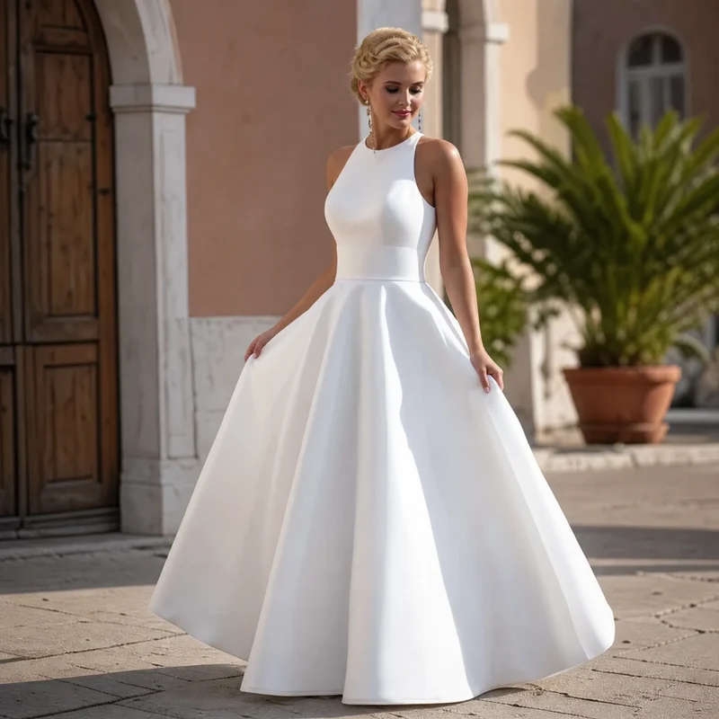 Vintage 1950 Mittellanges Hochzeitskleid