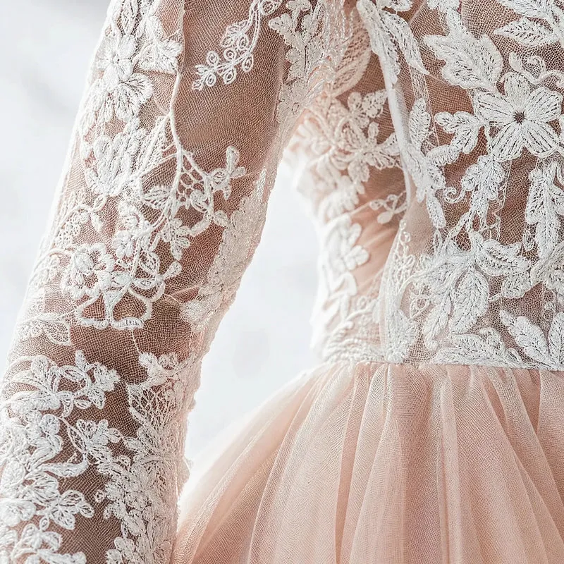 Vintage Rosa Hochzeitskleid