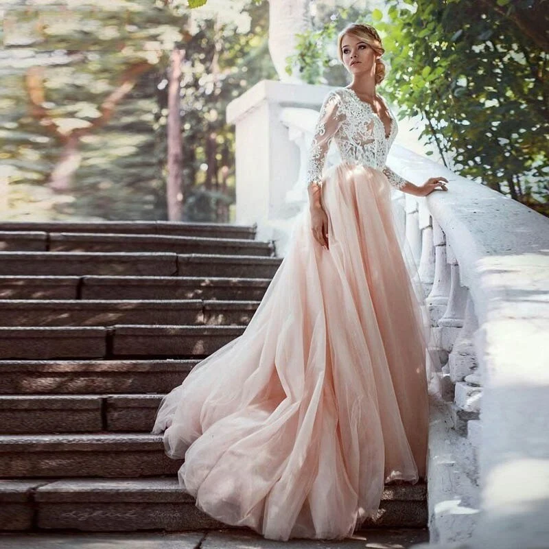 Vintage Rosa Hochzeitskleid