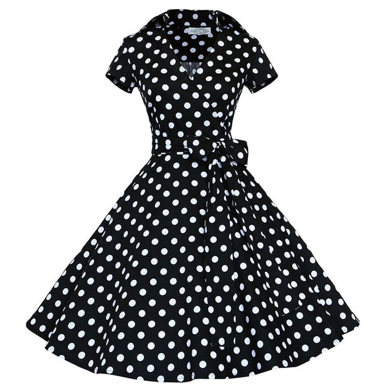 50er Jahre Polka Kleid Vintage Casual Dots Papaya