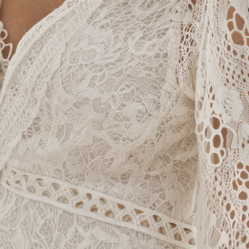 Langärmliges Vintage-Bohemian-Hochzeitskleid