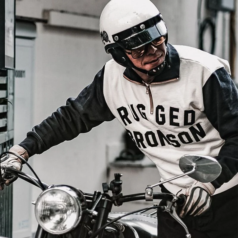 Vintage-Motorrad-Reißverschluss-Sweatshirt für Herren