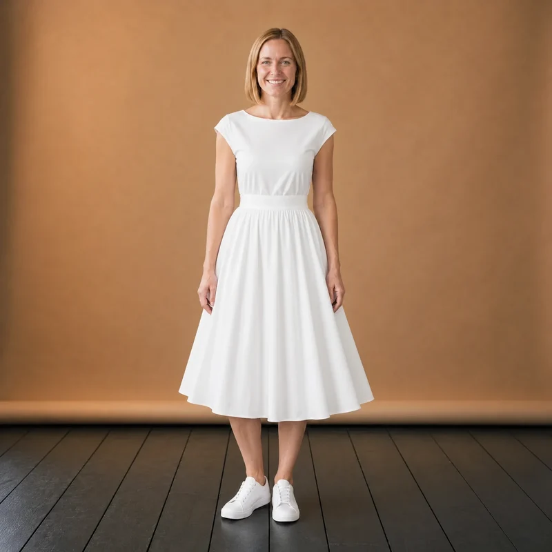 Weißes 60er-Jahre-Vintage-Kleid