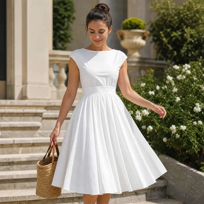 Weißes 60er-Jahre-Vintage-Kleid