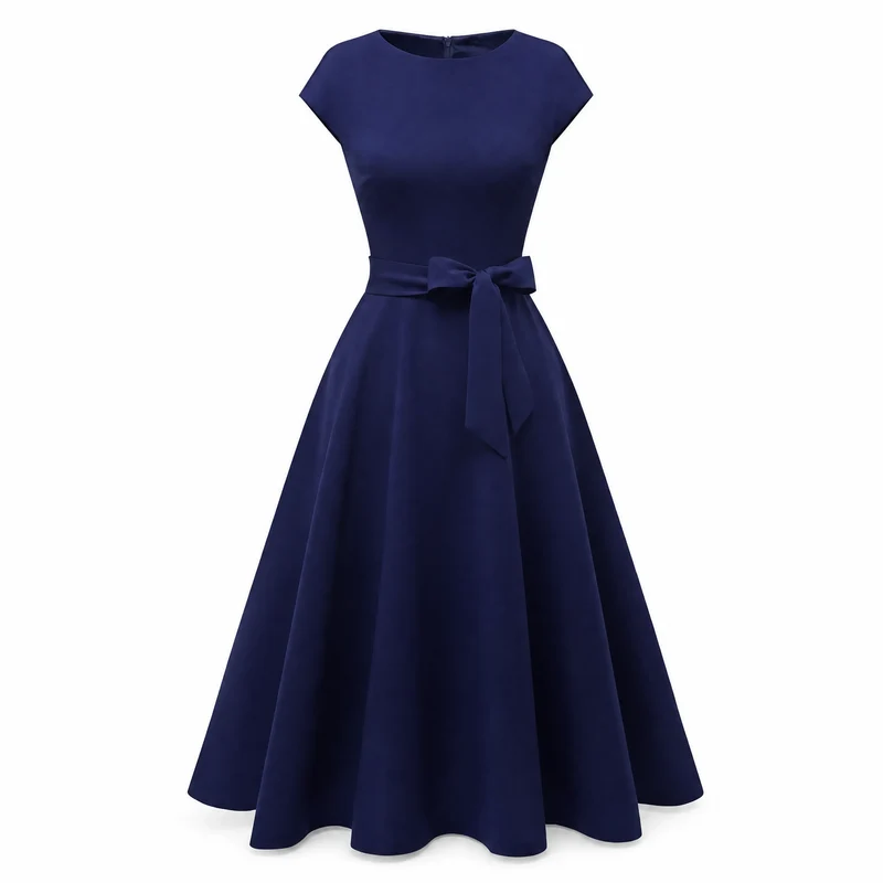 Blaues Vintage Langes 60er Jahre Kleid