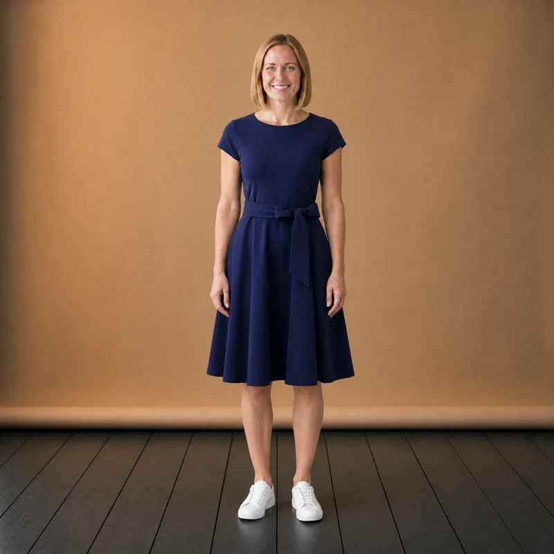 Blaues Vintage Langes 60er Jahre Kleid