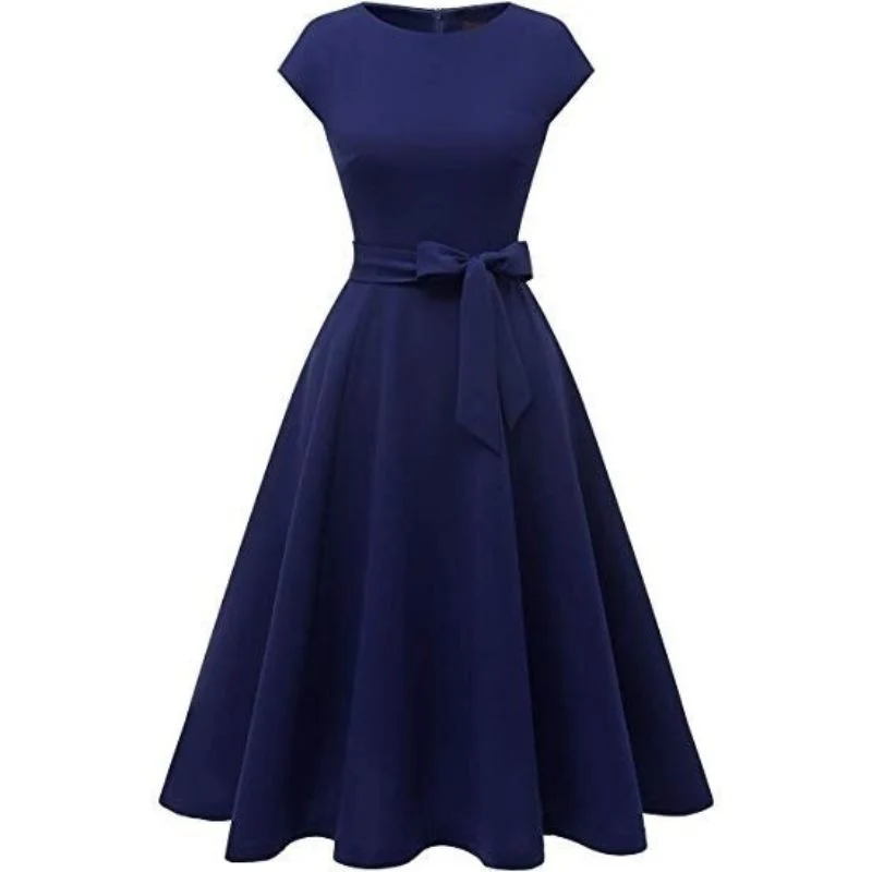 Blaues Vintage Langes 60er Jahre Kleid