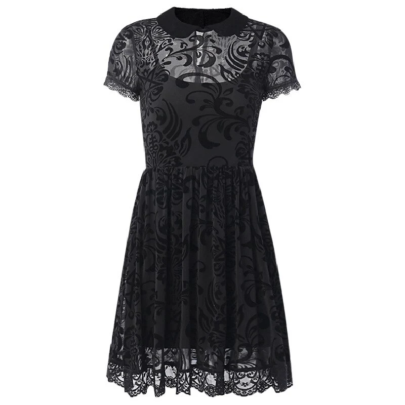 Vintage-Kleid aus schwarzer Spitze