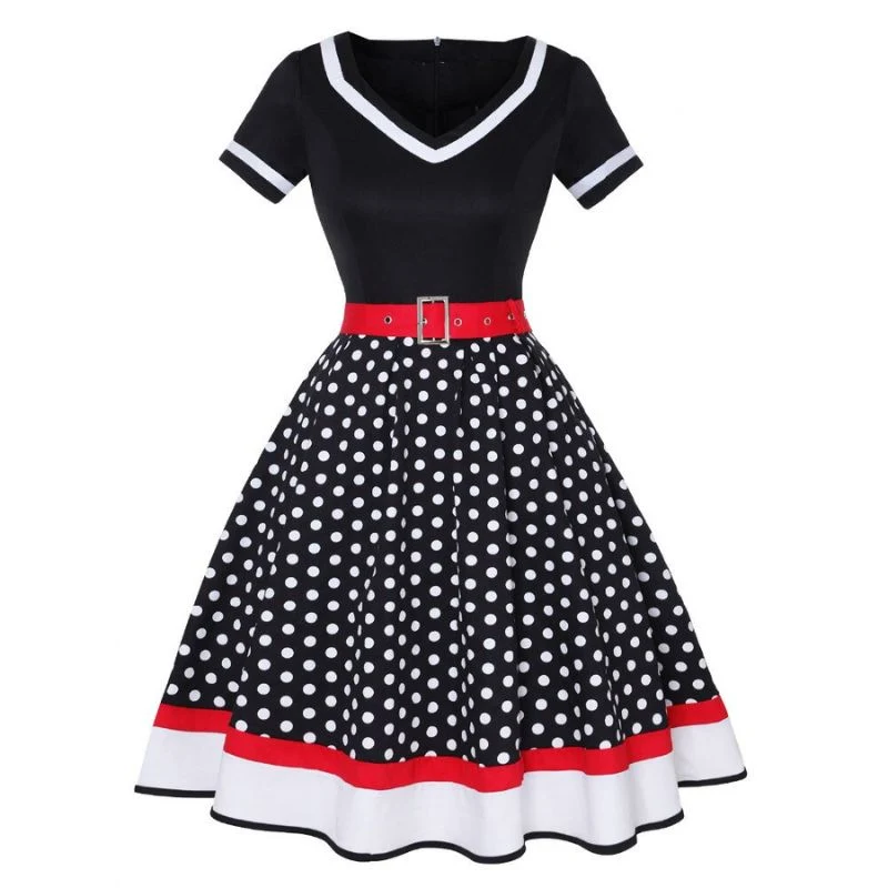 Vintage 50er Jahre Polka Dot Rock Chic Damenkleid
