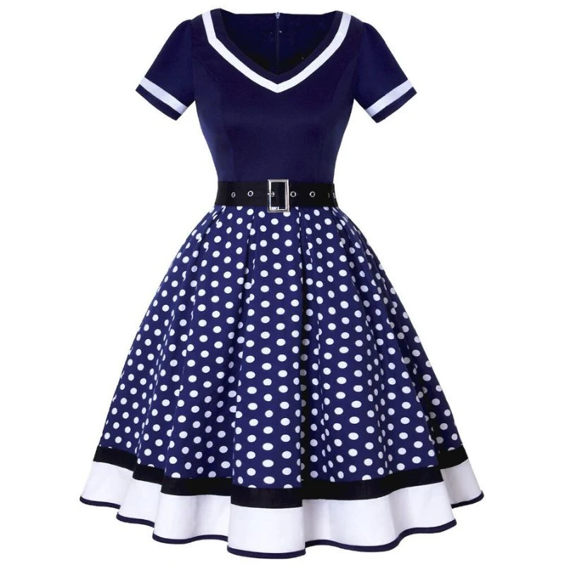 Vintage 50er Jahre Polka Dot Rock Chic Damenkleid