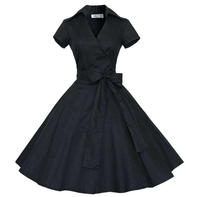 Vintage Schwarzes Polka Dot Kleid