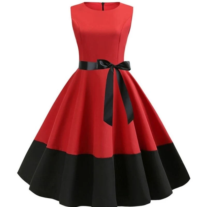 Schwarz-rotes Vintage-Kleid