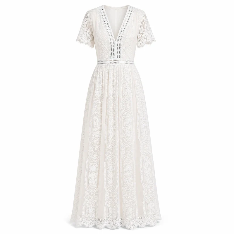 Vintage Weißes Maxikleid