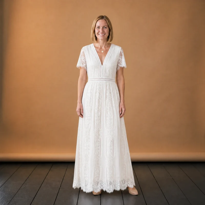 Vintage Weißes Maxikleid